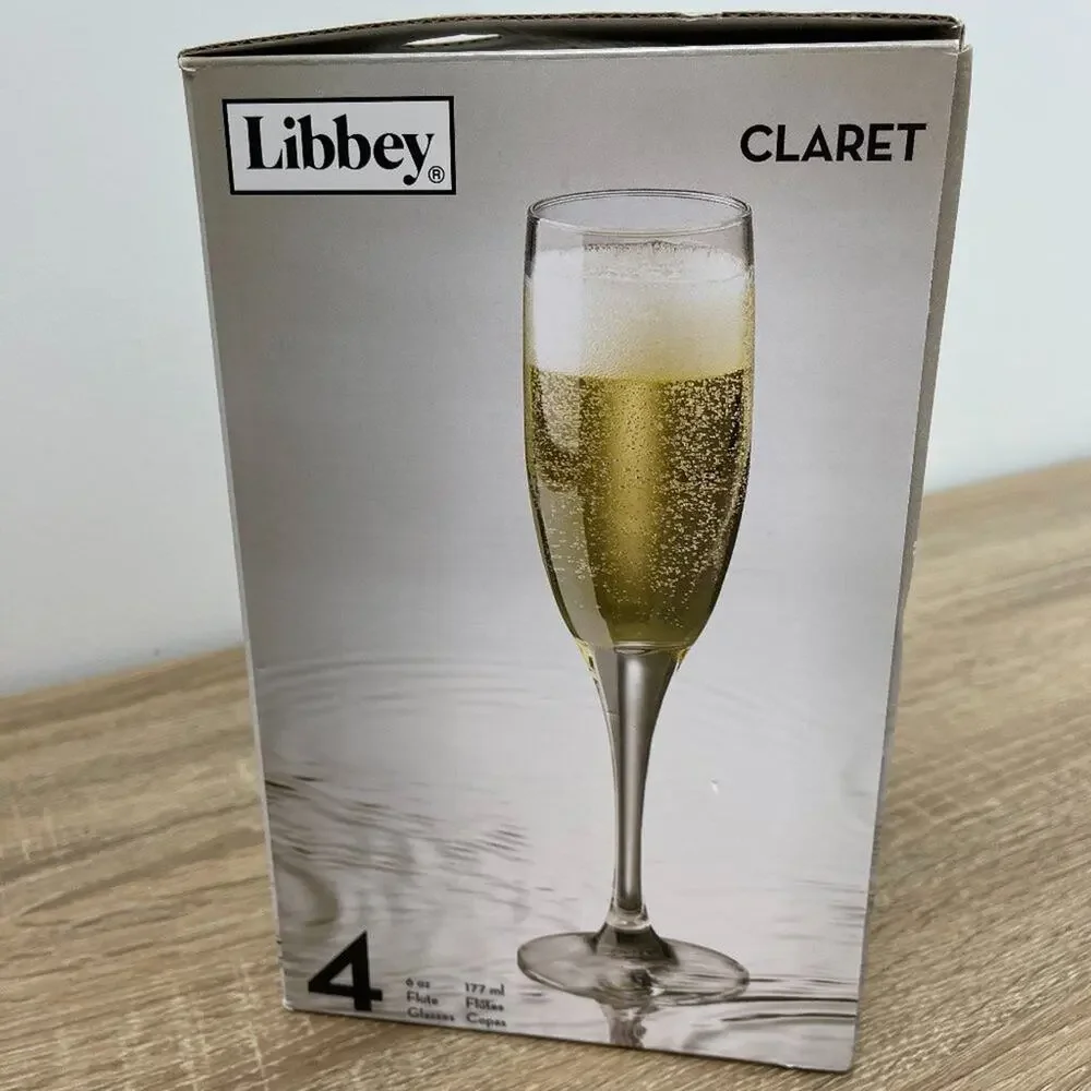 Libbey Champagne Glasses Claret Style NIB - Picture 2 of 7
